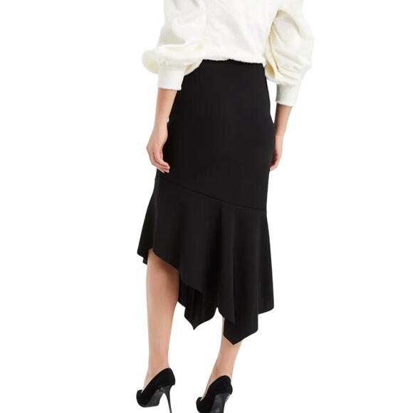Laranor Skirt Womens 4xl Black Flywheel Detail Asymmetrical Cut Diver Crepe NWT - Picture 3 of 11
